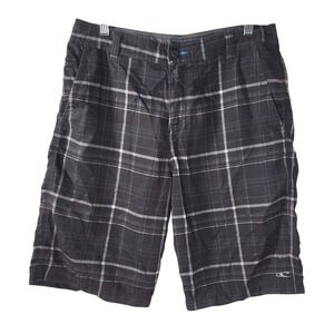 ONeill Mens Warren Hybrid Plaid Shorts Black Grey Blue Size 32 Boardshorts